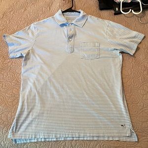 Small light blue & white striped Vineyard Vine polo